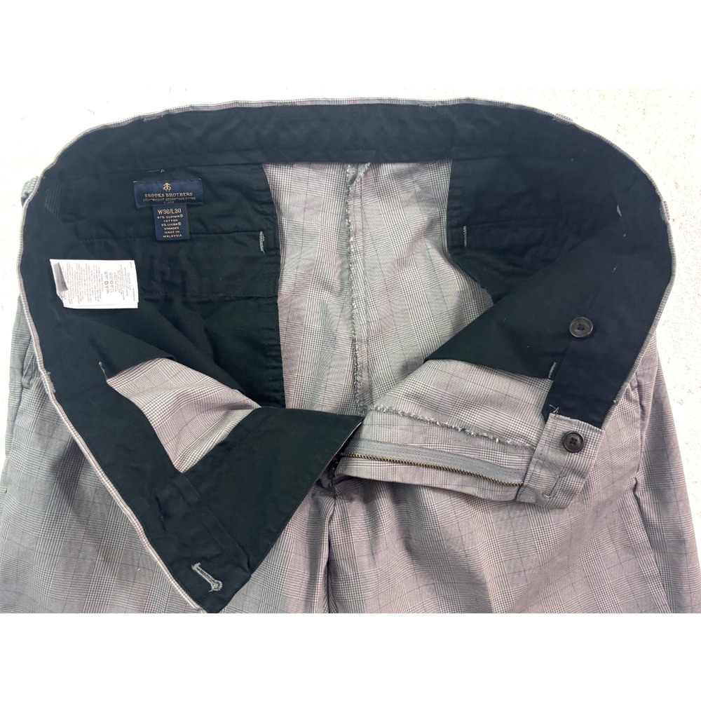 Brooks Brothers 36x30 Gray Glen Plaid Lightweight Advantage Chino Clark Pants - Picture 7 of 9